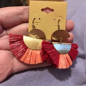 Fish hook red & pink earrings